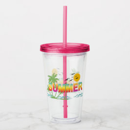Vaso Acrílico Playa Tropical Verano Cuto Moderno