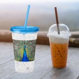 Vaso Acrílico Pluma de plumas de pavo real azul