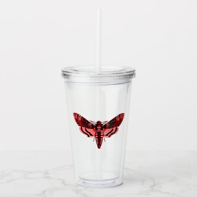Vaso Acrílico Polilla Roja Carmesí (Anverso)