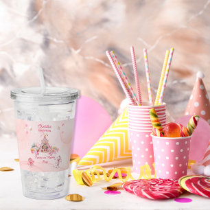 Vaso Acrílico Popcorn rosa y fiesta de cumpleaños de pijamas