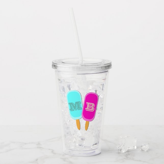 Vaso Acrílico Popsicles De Lluvias Heladas De Verano Monogramada (Anverso (hielo))