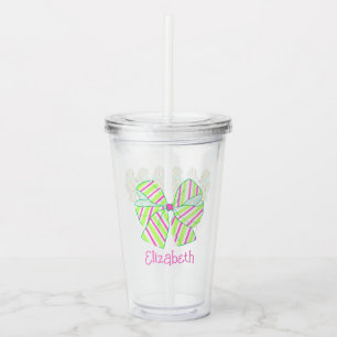 Vaso Acrílico Pos rayados verdes y rosados preferidos personaliz