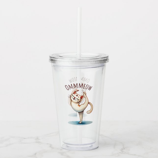 Vaso Acrílico Pose de yoga para gato - Meow (Anverso)