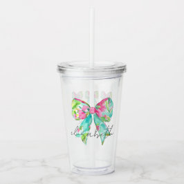 Vaso Acrílico Preppy Pink and Green Bows Personalizados