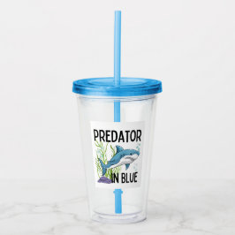 Vaso Acrílico pretador en azul , tiburón, estilo personalizado