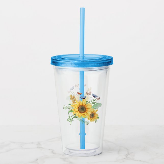 Vaso Acrílico primavera de girasol (Anverso)