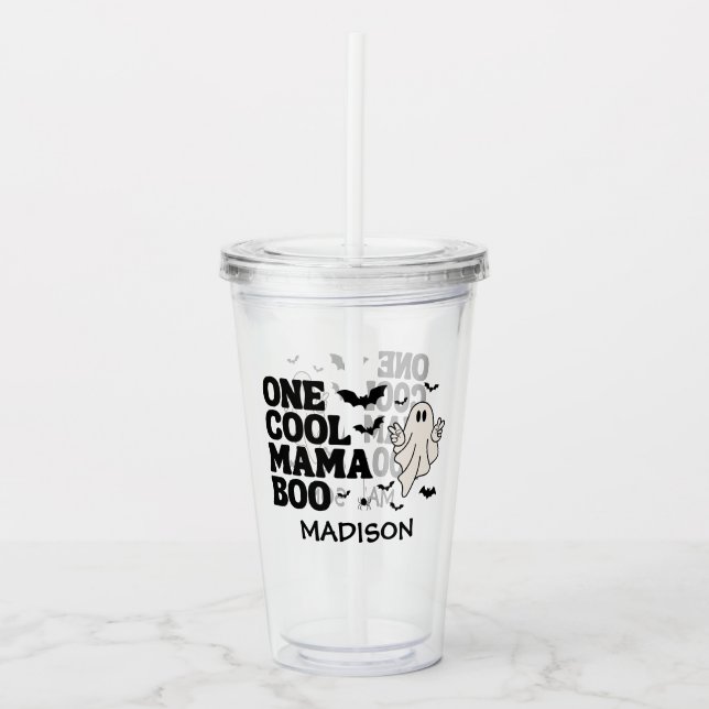 Vaso Acrílico Primer cumpleaños de Guay Mama Boo Halloween (Anverso)