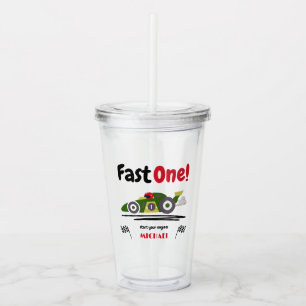Vaso Acrílico Primer cumpleaños Fast One Green Vintage Race Car