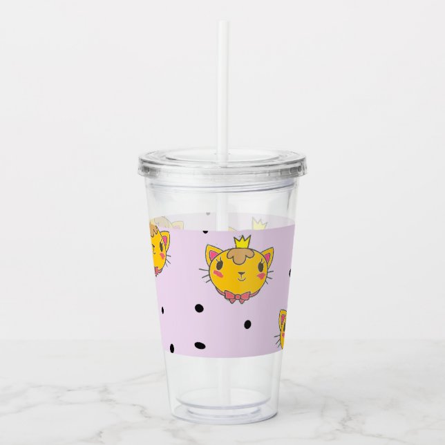 Vaso Acrílico Princesa Kitty cat en morado (Anverso)