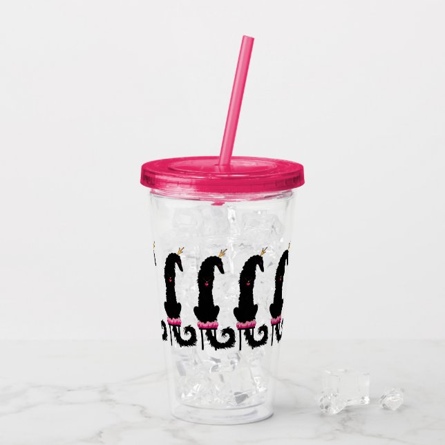 Vaso Acrílico Princesa Rosa Y Negra Borzoi Tumbler Acrílico (Reverso (hielo))