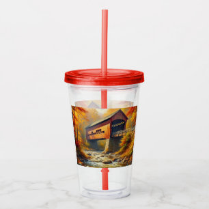 Vaso Acrílico puente clásico cubierto de otoño
