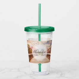 Vaso Acrílico Puente rústico de madera en el monograma campestre