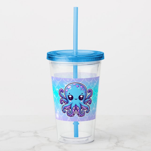 Vaso Acrílico Pulpo azul lindo (Anverso)