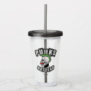 Vaso Acrílico Punks No Muertos Cráneo Mohawk Punk Rock Rocker