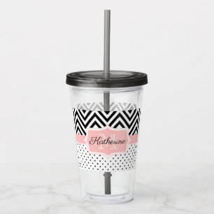 Vaso Acrílico Puntos cortos y chevron