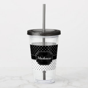 Vaso Acrílico Puntos negros y blancos