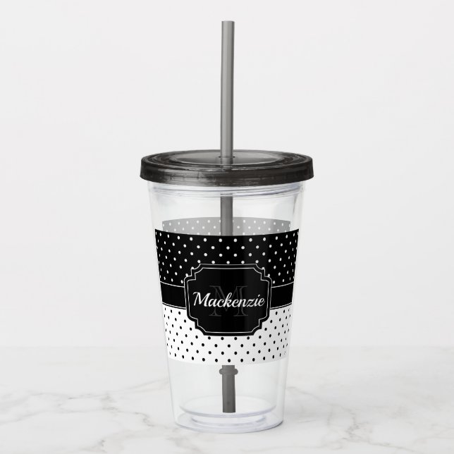 Vaso Acrílico Puntos negros y blancos (Anverso)