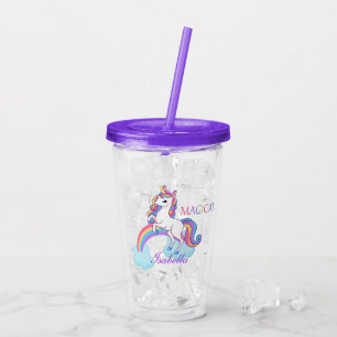 Vaso Acrílico Púrpura arcoiris magro unicornio
