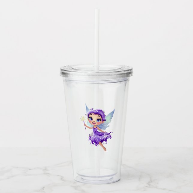 Vaso Acrílico Purpurina de hadas celestes (Anverso)