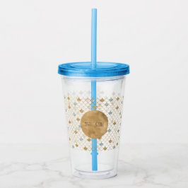 Vaso Acrílico Purpurina Glitzy Mermaid Blue Gold Sparkle