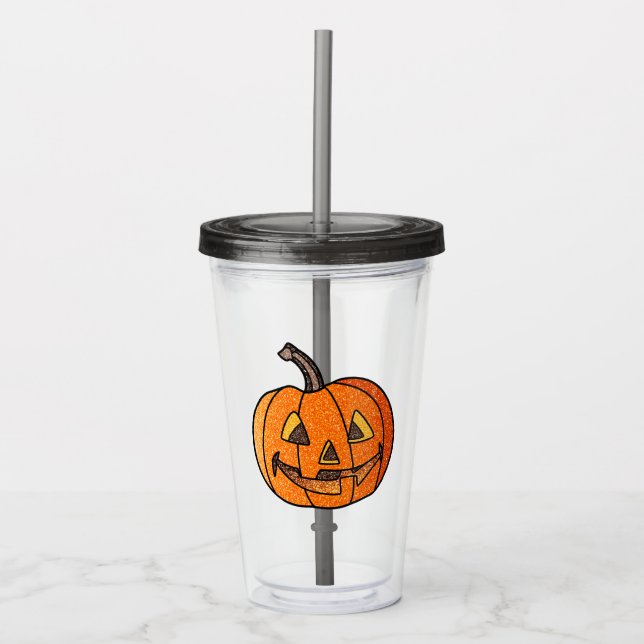 Vaso Acrílico Purpurina Jack O'Lantern (Anverso)
