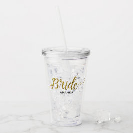 Vaso Acrílico Purpurina personalizado del oro de la novia