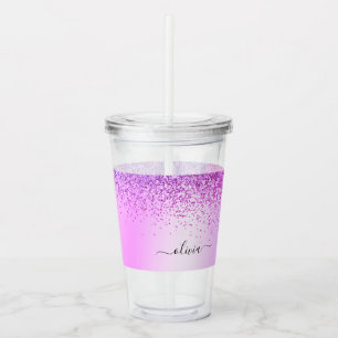 Vaso Acrílico Purpurina púrpura Esparkle Glam Monograma Metaliza