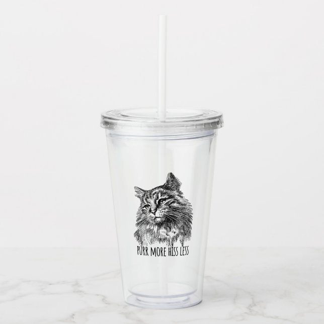 Vaso Acrílico Purr More Hiss Less Pretty Kitty (Anverso)