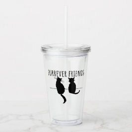 Vaso Acrílico Purrever Friends Cute Cat Best Friends