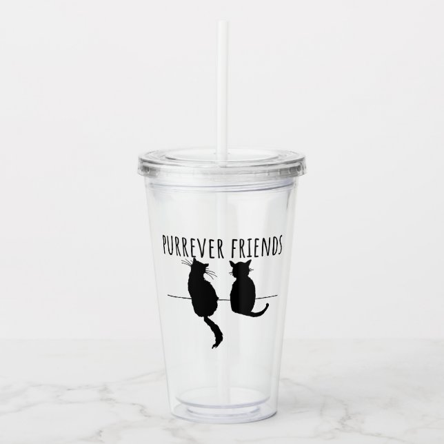 Vaso Acrílico Purrever Friends Cute Cat Best Friends (Anverso)