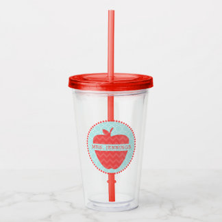 Vaso Acrílico Quatrefoil Apple rojo personalizó al profesor
