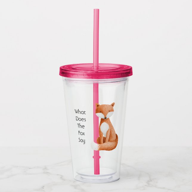 Vaso Acrílico ¿Qué dice el zorro? (Anverso)