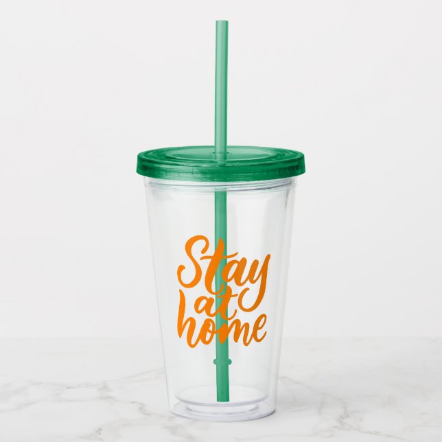 Vaso Acrílico Quédate En Casa (Anverso)