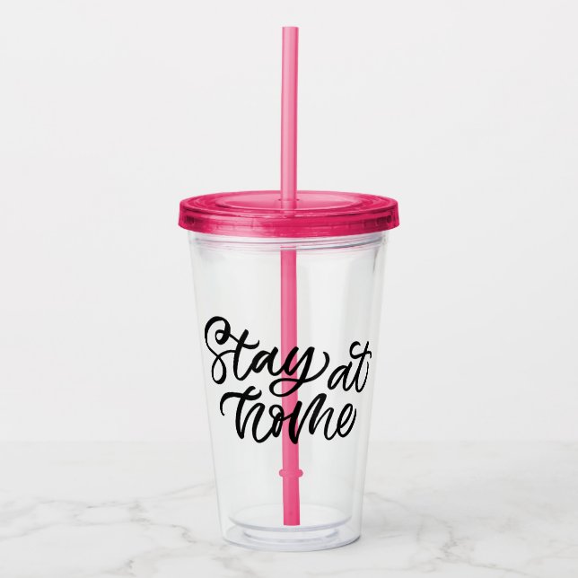 Vaso Acrílico Quédate En Casa| Fuente de Fancy (Anverso)