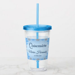 Vaso Acrílico Quinceañera Ice Blue Silver Snowflake