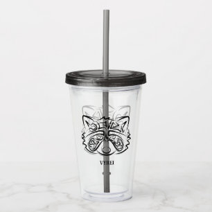 Vaso Acrílico Racco tribal blanco y negro