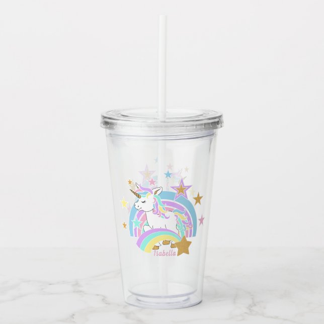 Vaso Acrílico Rainbow Unicorn (Anverso)