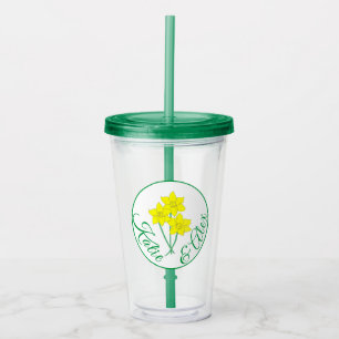 Vaso Acrílico Ramo de Narcisos Amarillos Favor de Boda Floral de