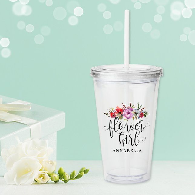 Vaso Acrílico Ramo de niña con flores (Subido por el creador)
