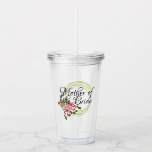 Vaso Acrílico Ramo de rosas florales elegantes madre de la novia