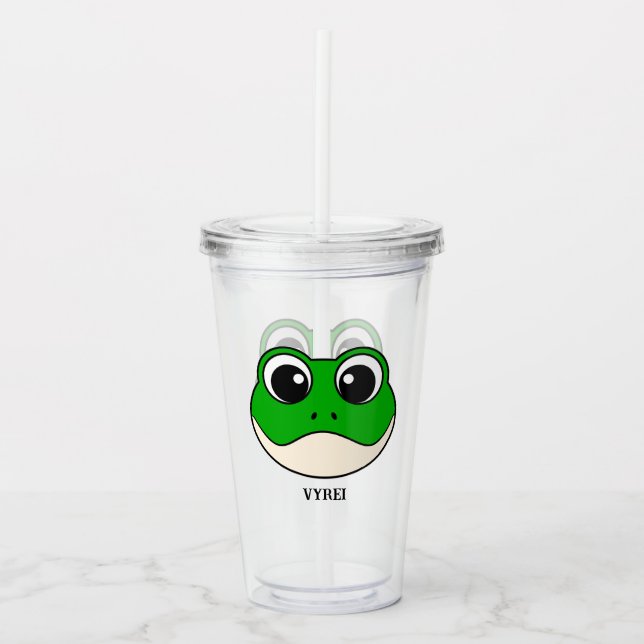 Vaso Acrílico Rana Cute Sonriente (Anverso)