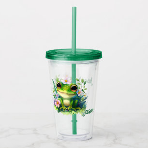 Vaso Acrílico Rana Verde Feliz Para Niños