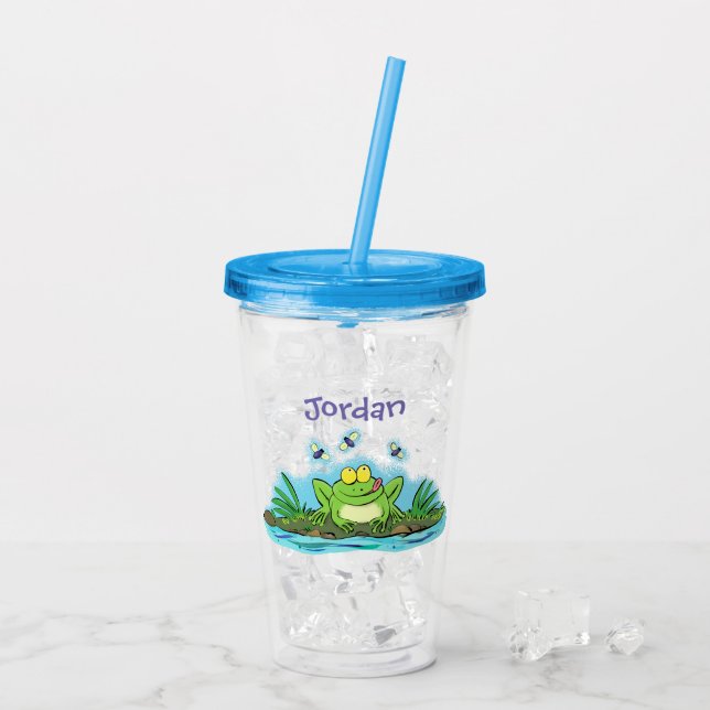 Vaso Acrílico Rana verde y hambrienta dulce con personalizado de (Reverso (hielo))