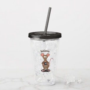 Vaso Acrílico Rata divertida con ilustracion de personalizado de