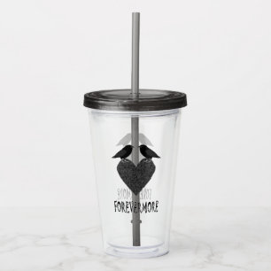 Vaso Acrílico Ravens góticas y corazón negro