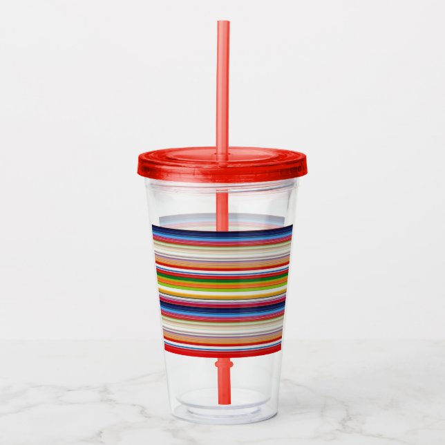 Vaso Acrílico Rayas de colores cálidos (Anverso)