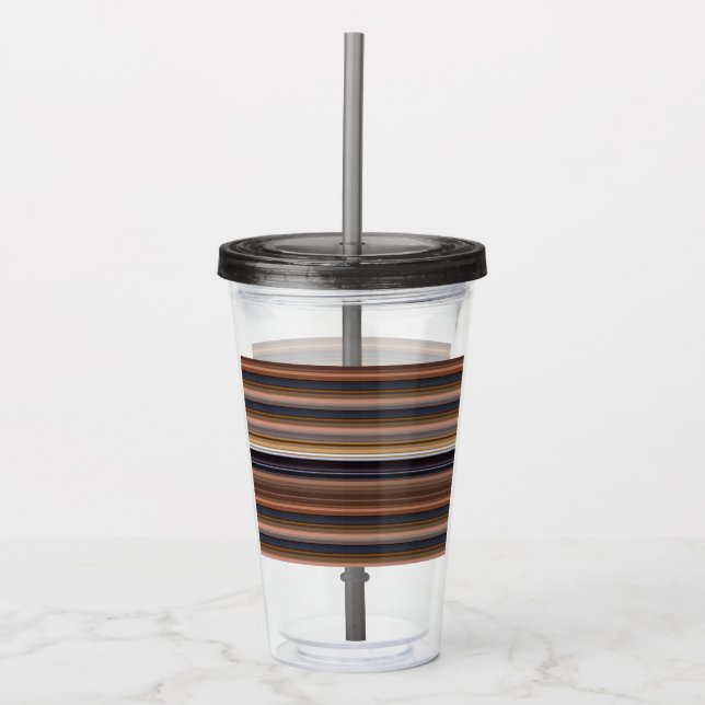 Vaso Acrílico Rayas marrones azules cortas (Anverso)