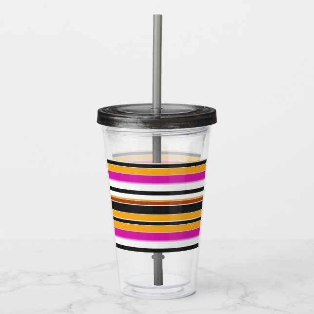 Vaso Acrílico Rayas naranjas negras lindas (Anverso)