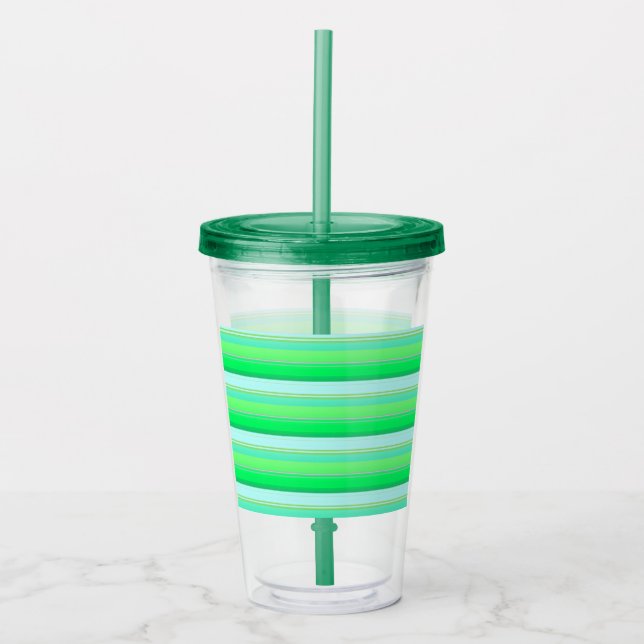 Vaso Acrílico Rayas verdes aqua lindas (Anverso)