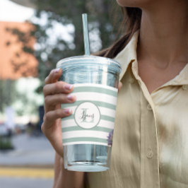 Vaso Acrílico Rayo gris y suculento monogramado personalizado